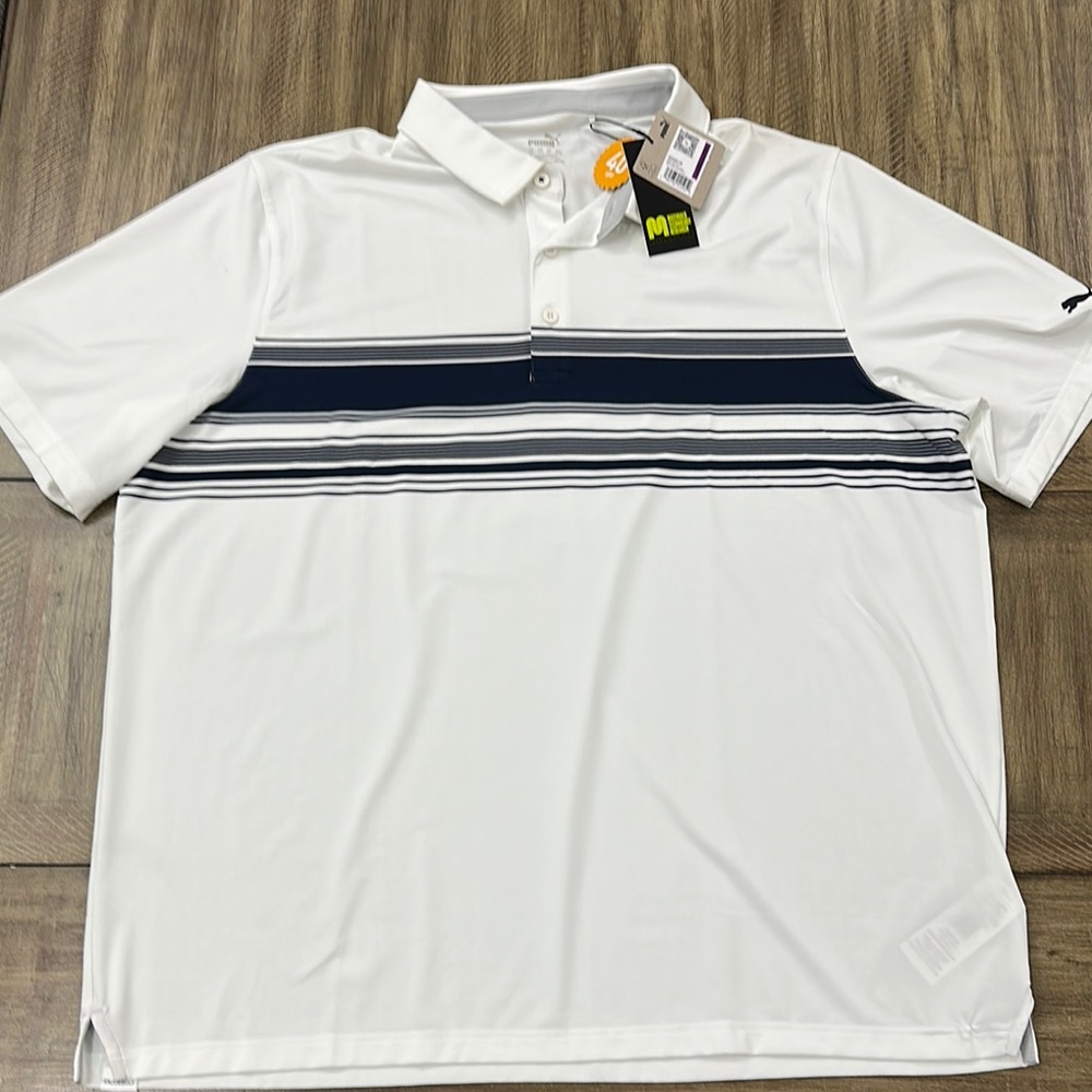 Puma Navy and White Polo Sporty Shirt